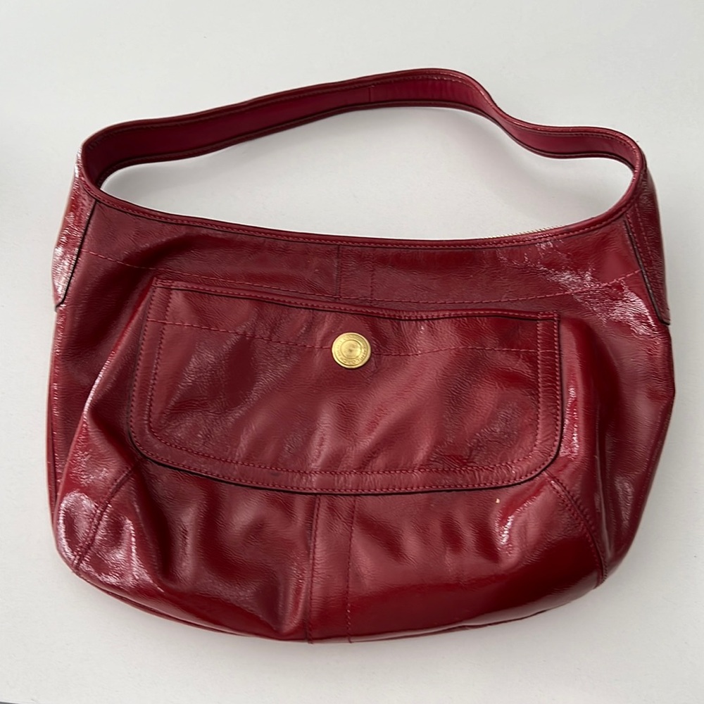 Red patent leather Coach purse